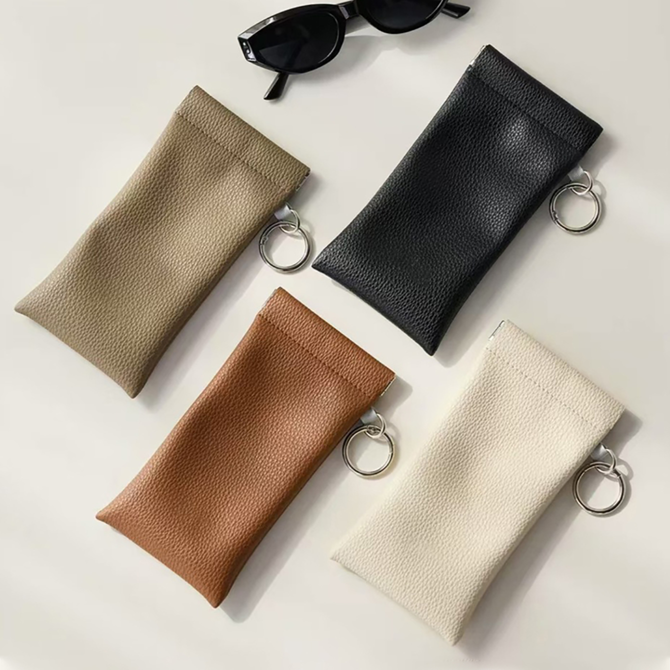 Travel Accessories Pouch For Men - 1pc PU Leather Sunglasses Pouch with