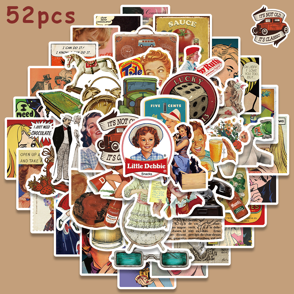 Sticker Luggage Decorative - 52pcs Classic Retro Graffiti Sticker For