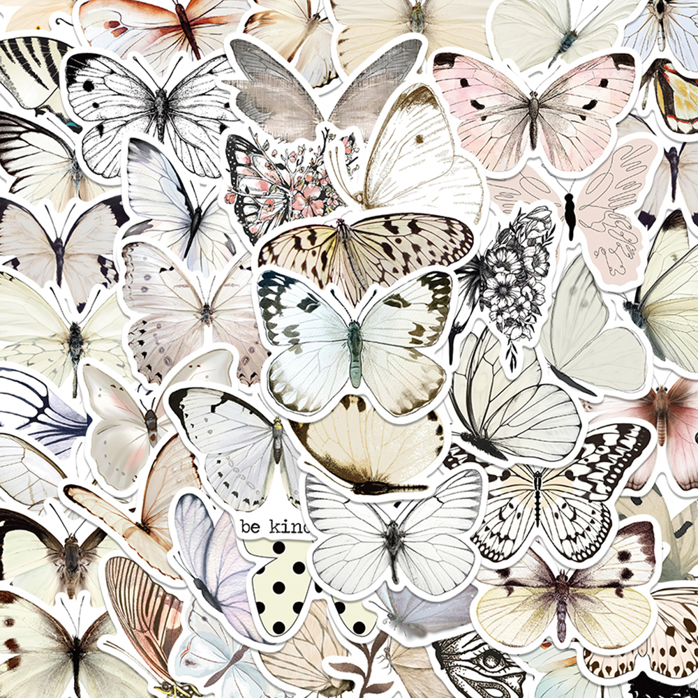 50pcs White Butterfly Sticker  - Sticker Luggage Decorative review and price
