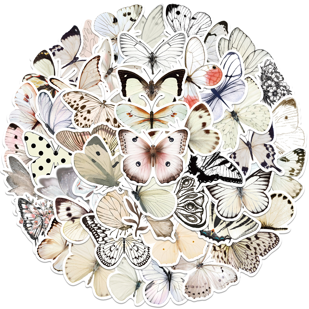 50pcs White Butterfly Sticker  - Sticker Luggage Decorative review and price