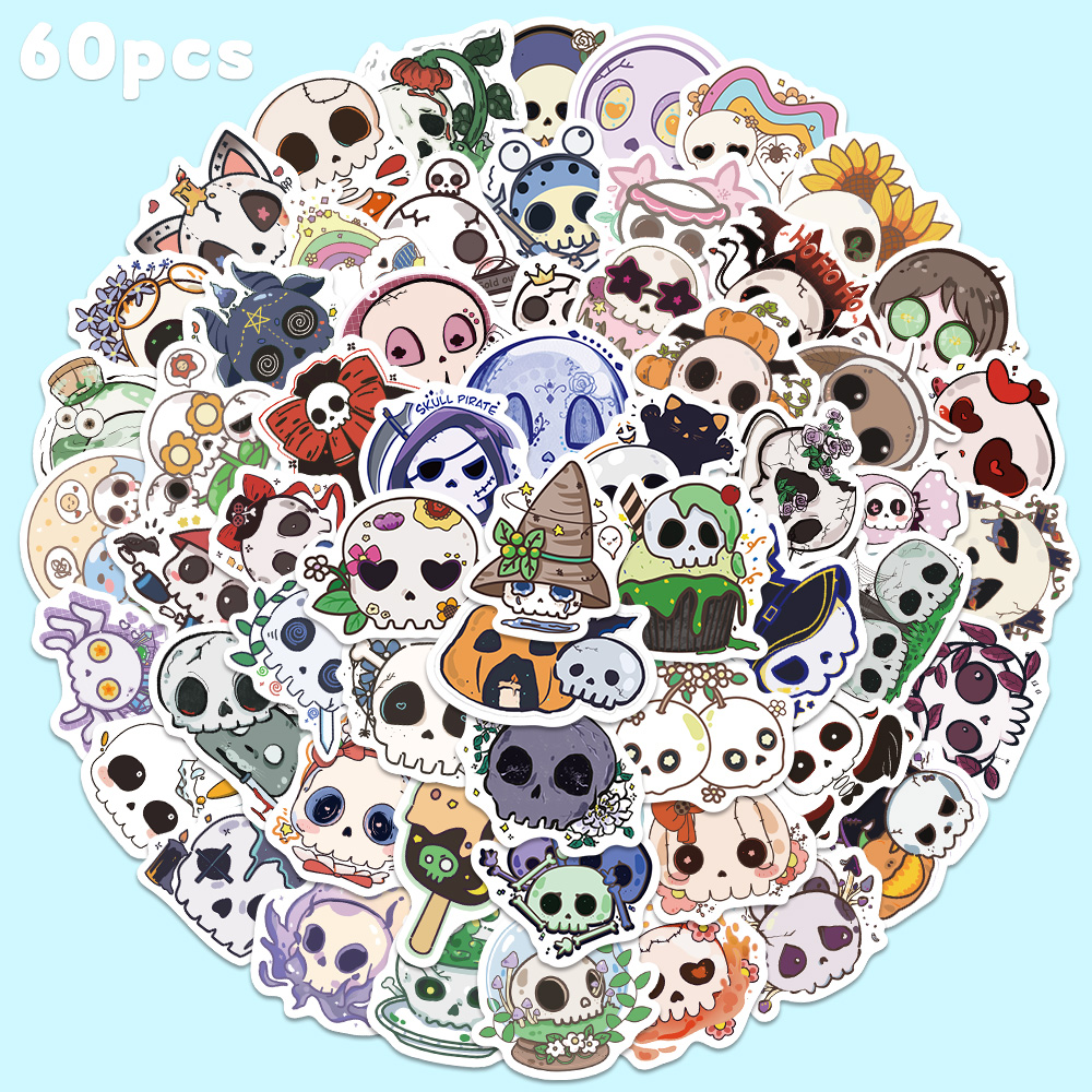 60pcs Halloween Skull Sticker  - Sticker Luggage Decorative review and price