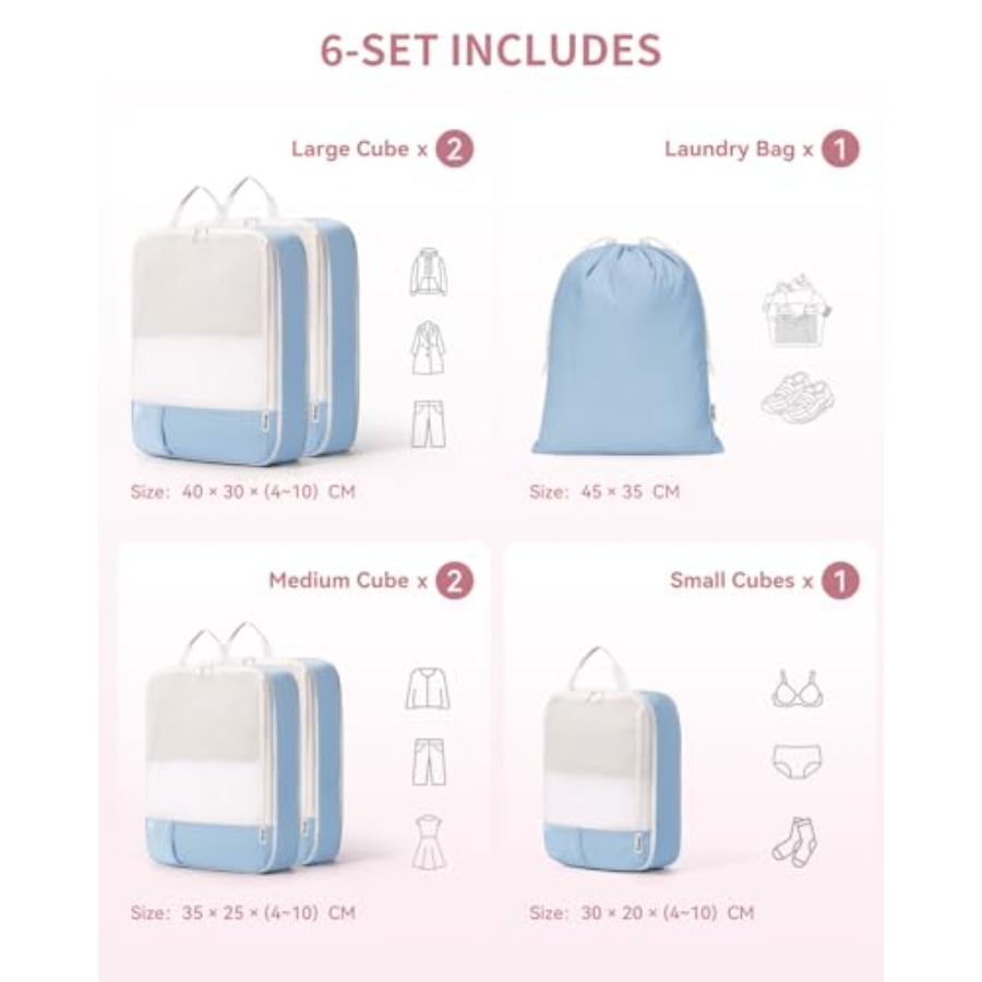 6 Set Compression Packing Cube - Travel Packing Cube review and price