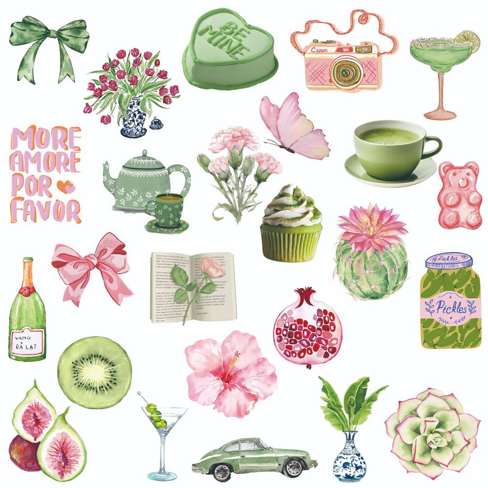 50pcs Ins Wind Pink Green Summ - Sticker Luggage Decorative review and price