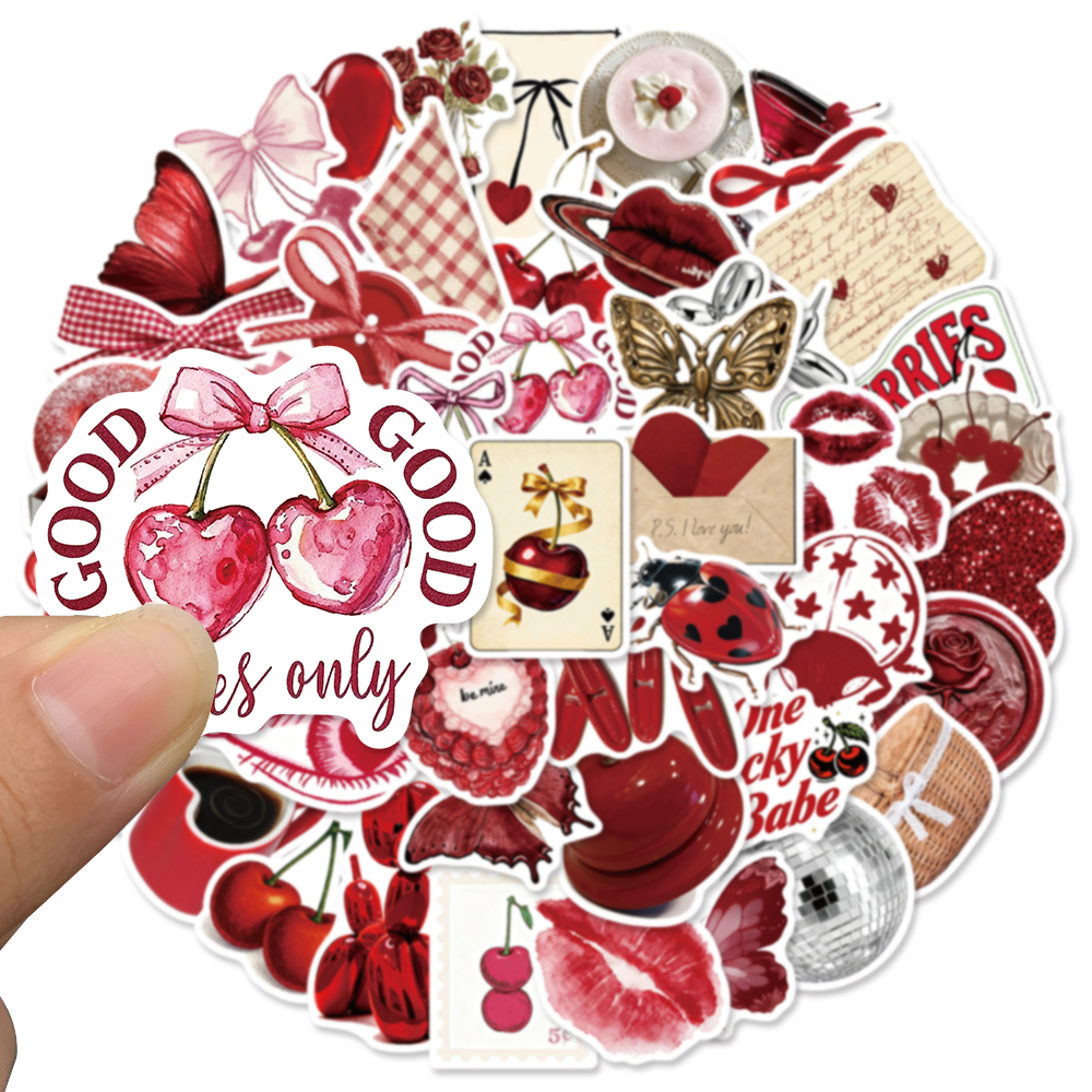 50pcs Cherry Coloured Graffiti - Sticker Luggage Decorative review and price