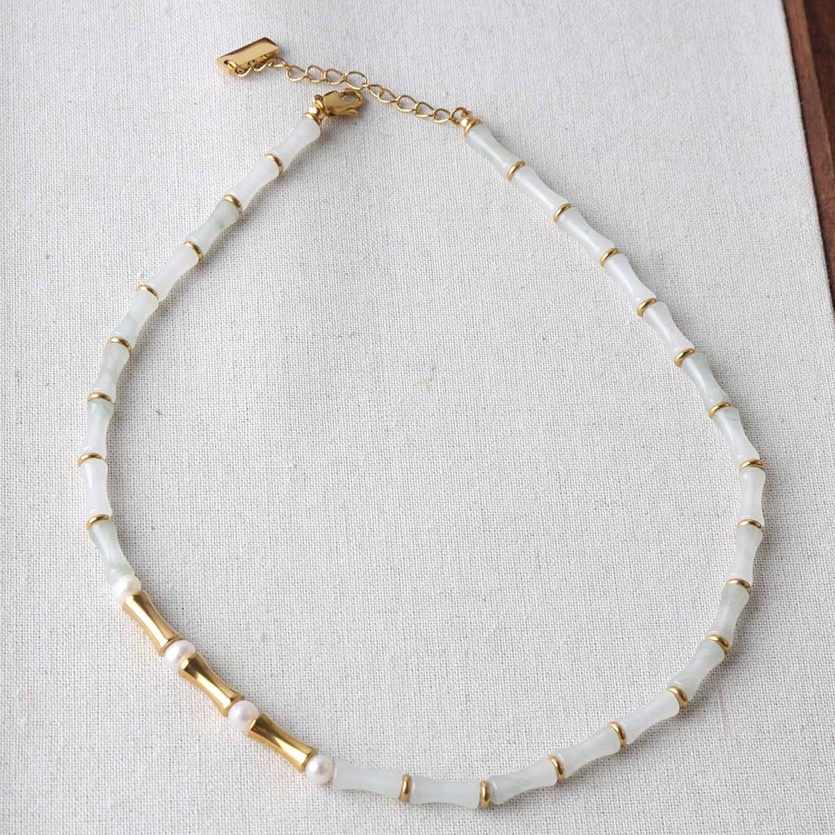 White jade stone bamboo neckla - Travel Accessories Dropshipping review and price