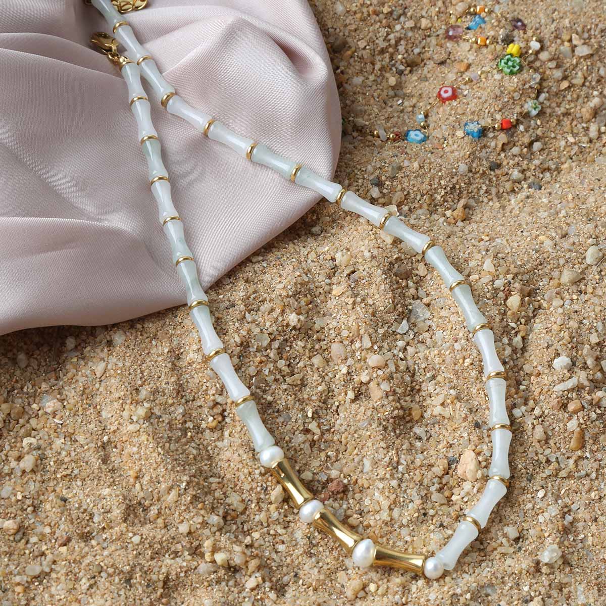 White jade stone bamboo neckla - Travel Accessories Dropshipping review and price