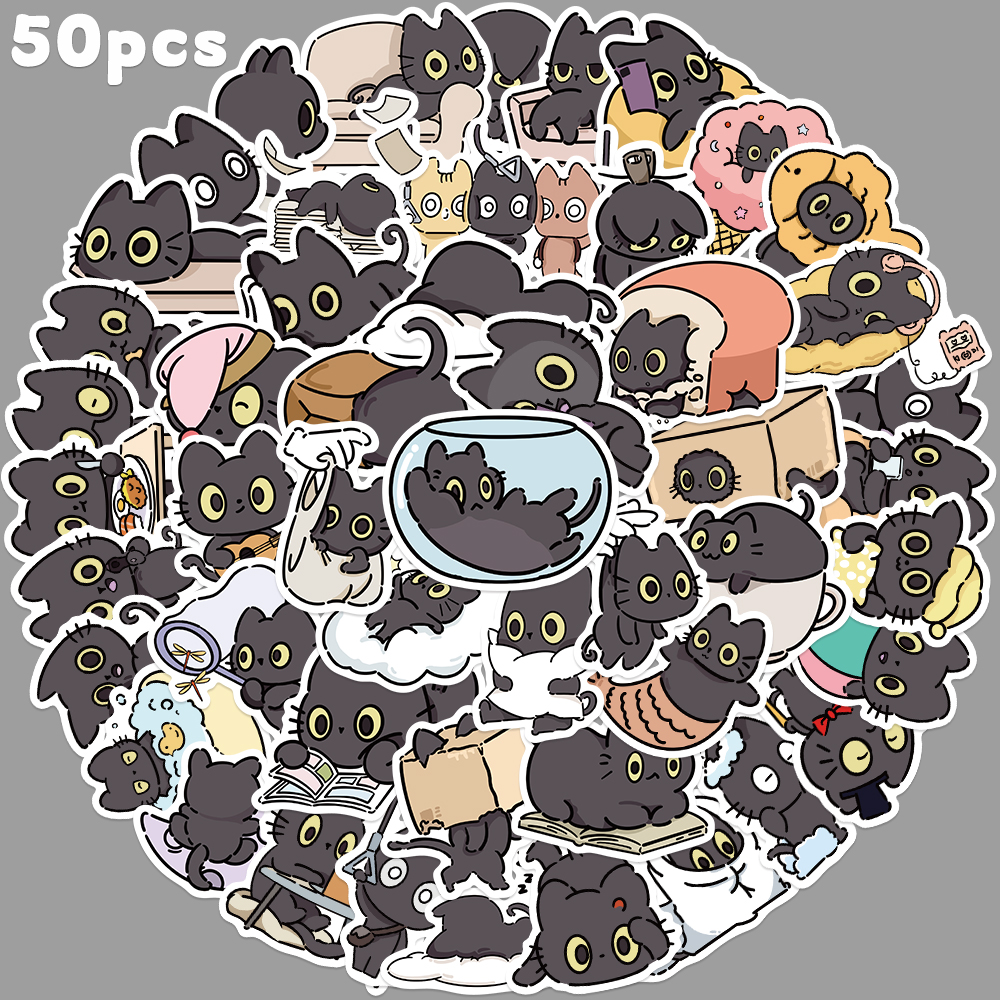 50pcs Naughty Cat Sticker Funn - Sticker Luggage Decorative review and price