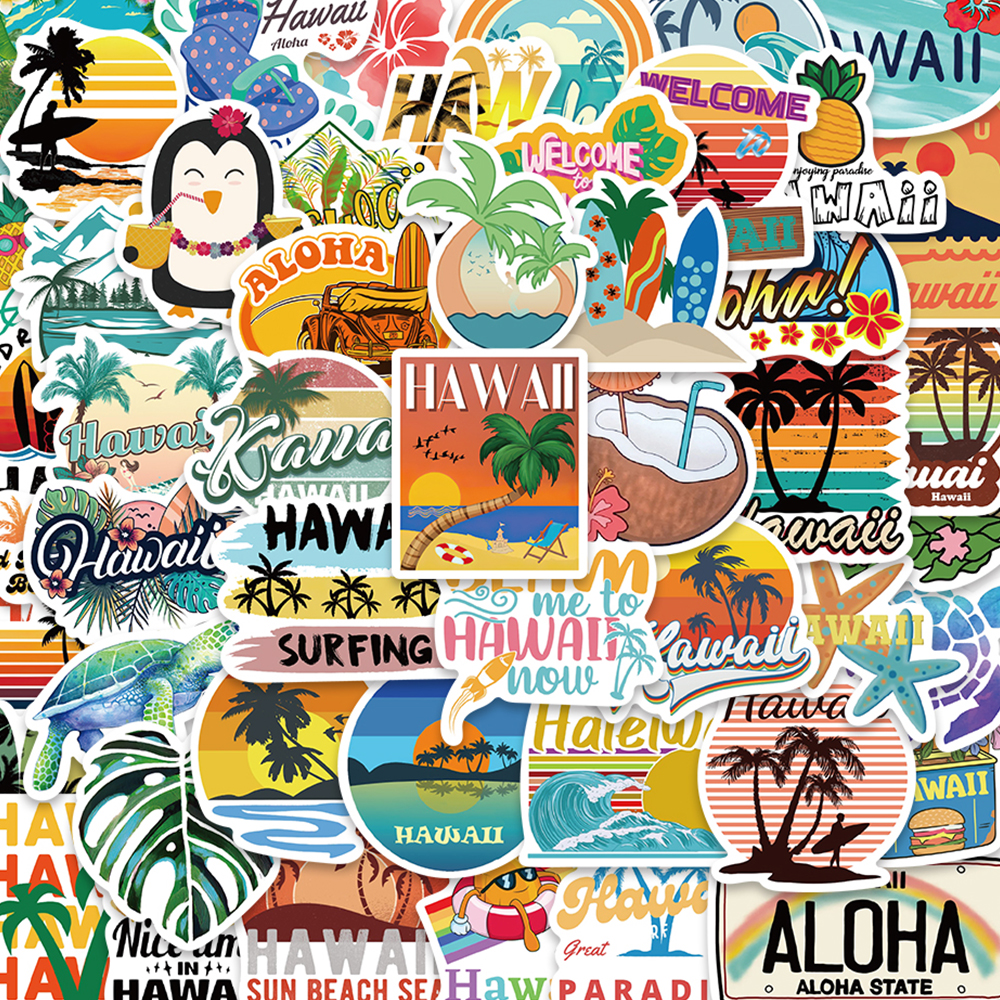 50pcs Hawaii Scenery Sticker C - Sticker Luggage Decorative review and price