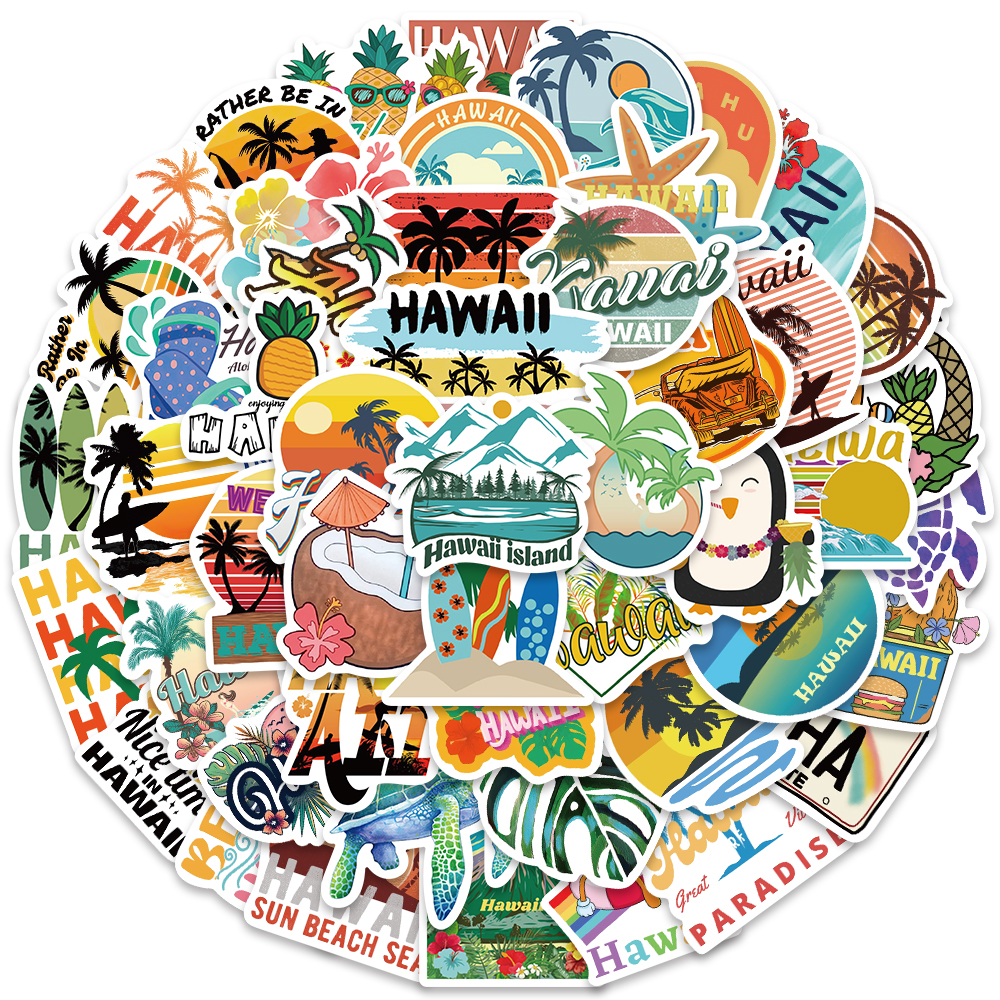50pcs Hawaii Scenery Sticker C - Sticker Luggage Decorative review and price