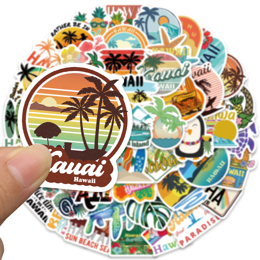 50pcs Hawaii Scenery Sticker C - Sticker Luggage Decorative review and price