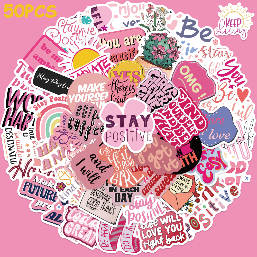 50pcs Pink Inspirational Phras - Sticker Luggage Decorative review and price